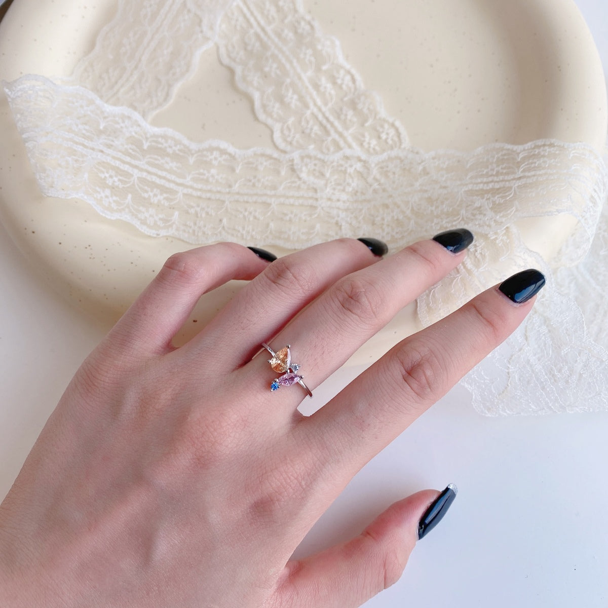 [Perla Lux]Radiant Colorful Multi Cut Daily Ring