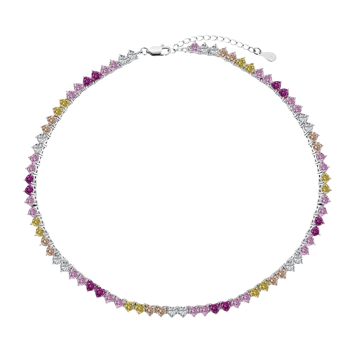[Perla Lux]Sparkling Colorful Full Heart Tennis Necklace