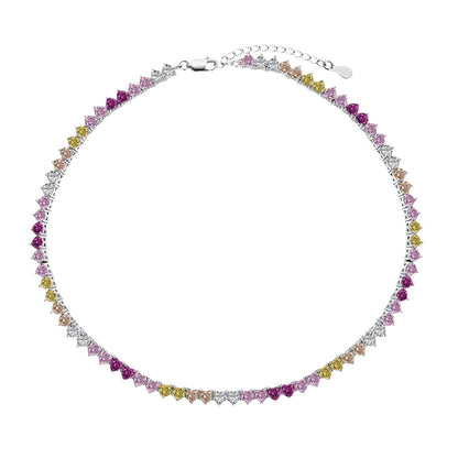 [Perla Lux]Sparkling Colorful Full Heart Tennis Necklace