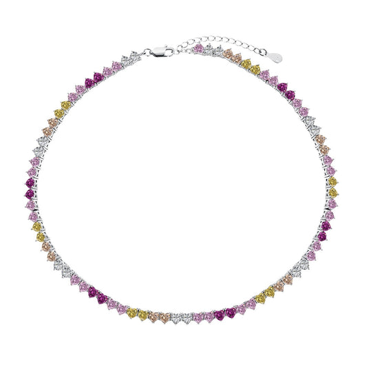 [Perla Lux]Sparkling Colorful Full Heart Tennis Necklace