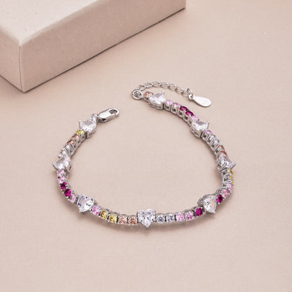 [Perla Lux]Romantic Heart Shape Round Cut Lover Bracelet