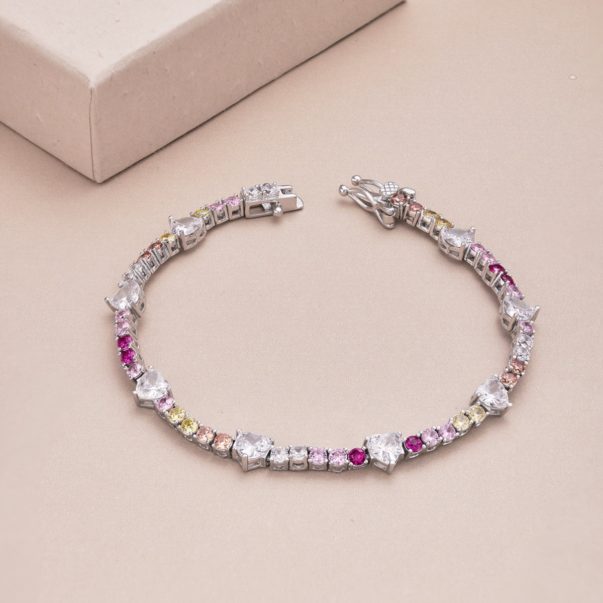 [Perla Lux]Romantic Heart Shape Round Cut Lover Bracelet