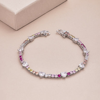 [Perla Lux]Romantic Heart Shape Round Cut Lover Bracelet