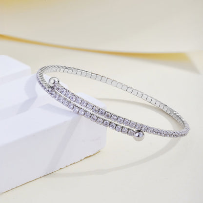 [Perla Lux]Row of Diamonds Round Fashion Bracelet