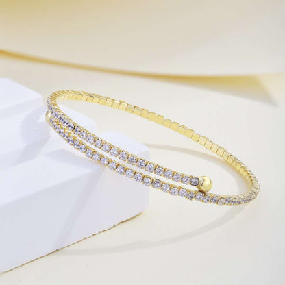 [Perla Lux]Row of Diamonds Round Fashion Bracelet
