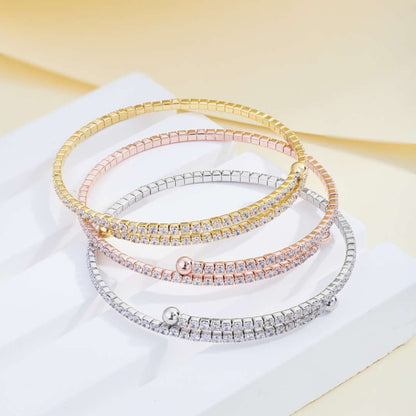 [Perla Lux]Row of Diamonds Round Fashion Bracelet