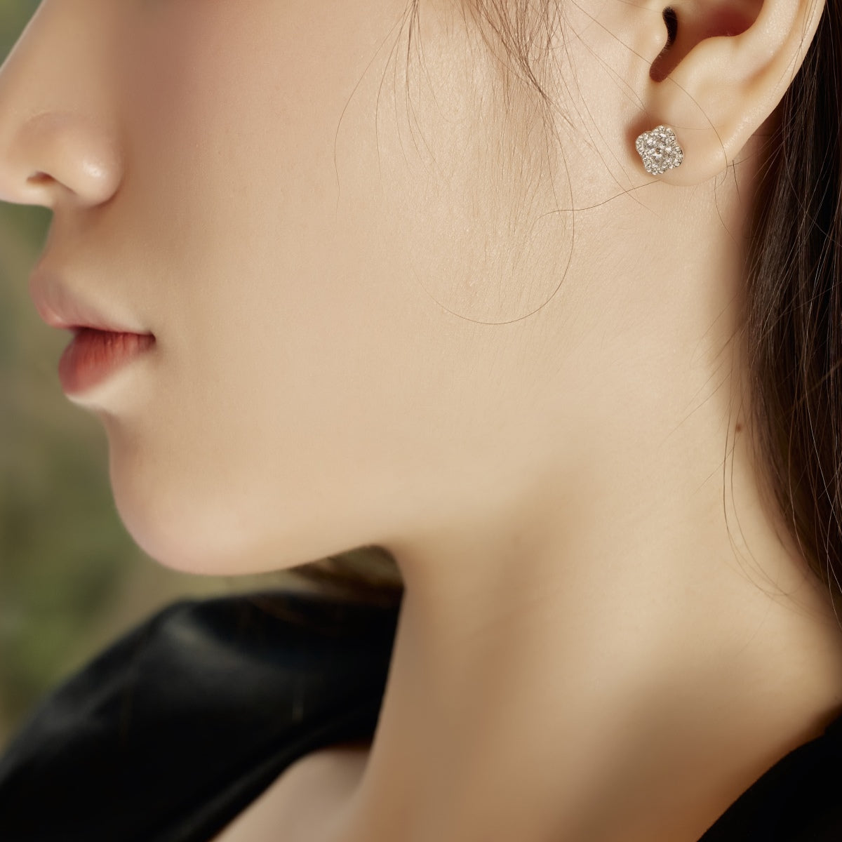 [Perla Lux]Four-Leaf Clover Flower Shaped Earrings