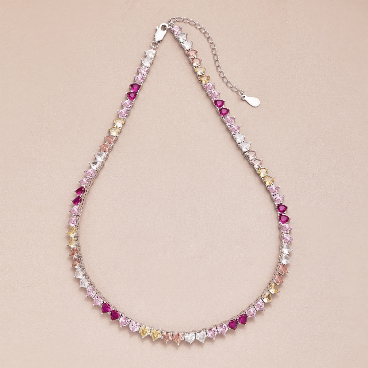 [Perla Lux]Sparkling Colorful Full Heart Tennis Necklace