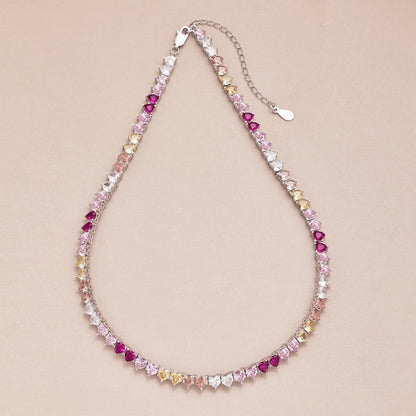 [Perla Lux]Sparkling Colorful Full Heart Tennis Necklace