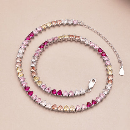 [Perla Lux]Sparkling Colorful Full Heart Tennis Necklace
