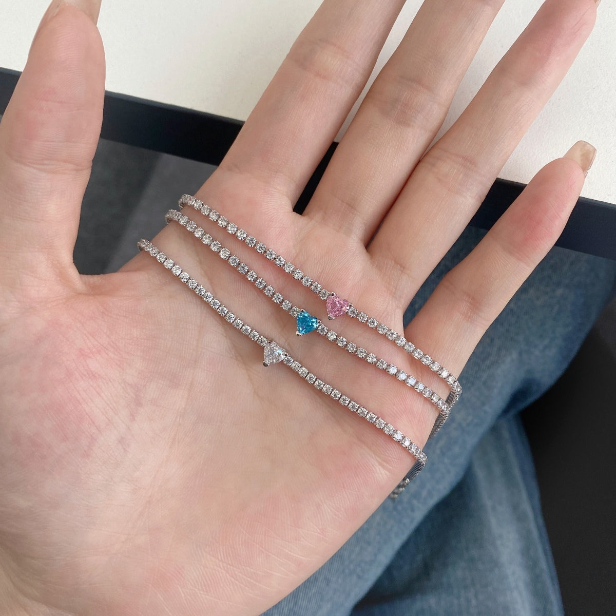 [Perla Lux]0.5 Carat Elegant Romantic Heart Shape Lover Bracelet