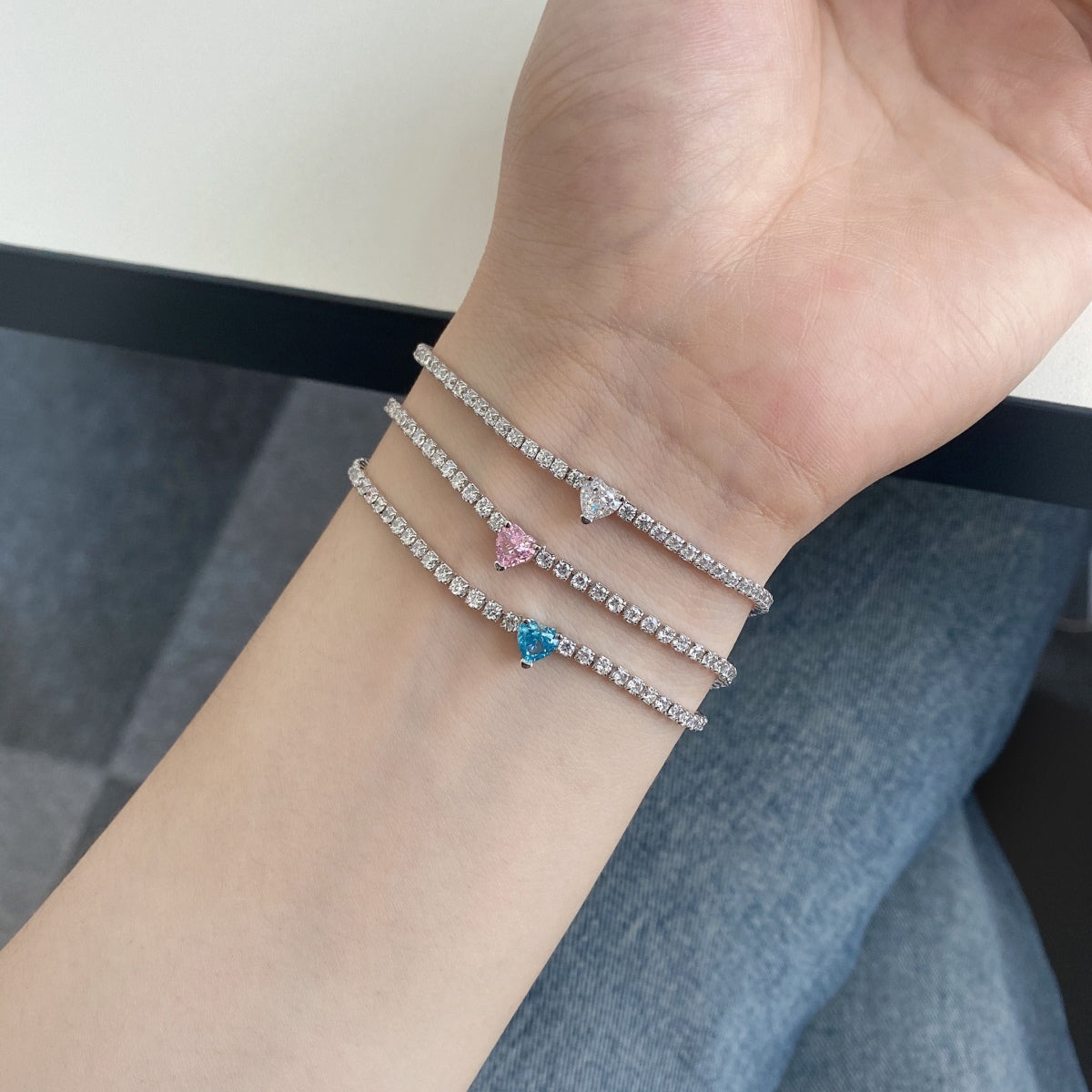 [Perla Lux]0.5 Carat Elegant Romantic Heart Shape Lover Bracelet