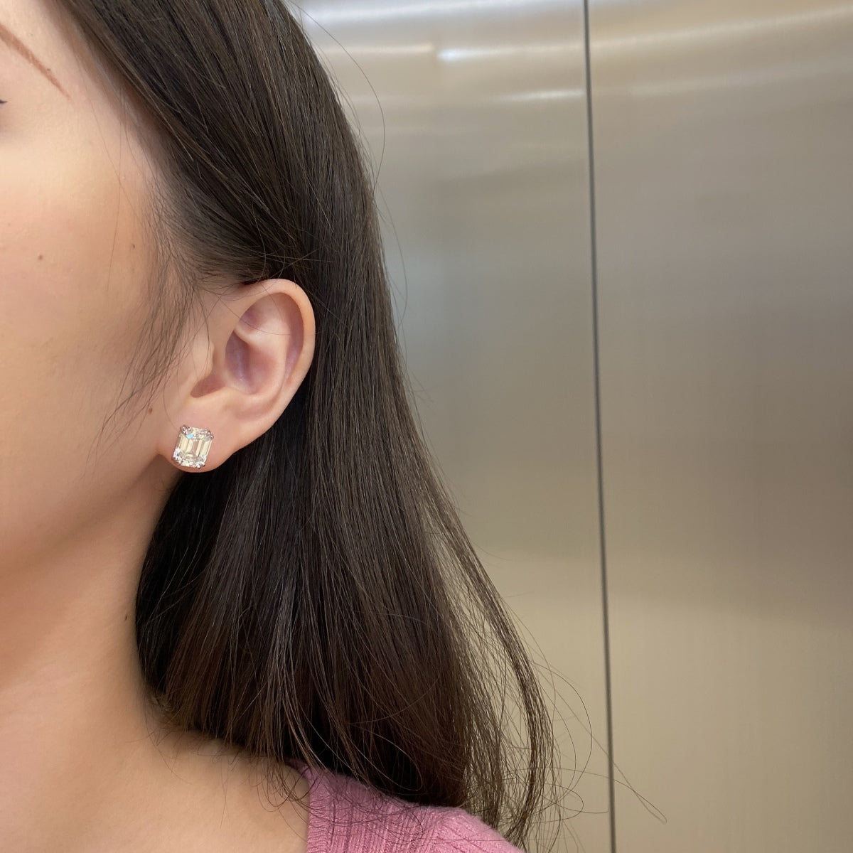[Perla Lux]Dazzling Square Shape Earrings