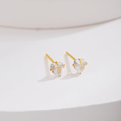 [Perla Lux]Sparkling Heart Shaped Simple Earrings
