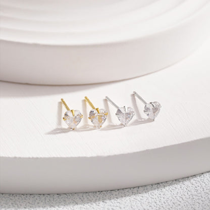 [Perla Lux]Sparkling Heart Shaped Simple Earrings