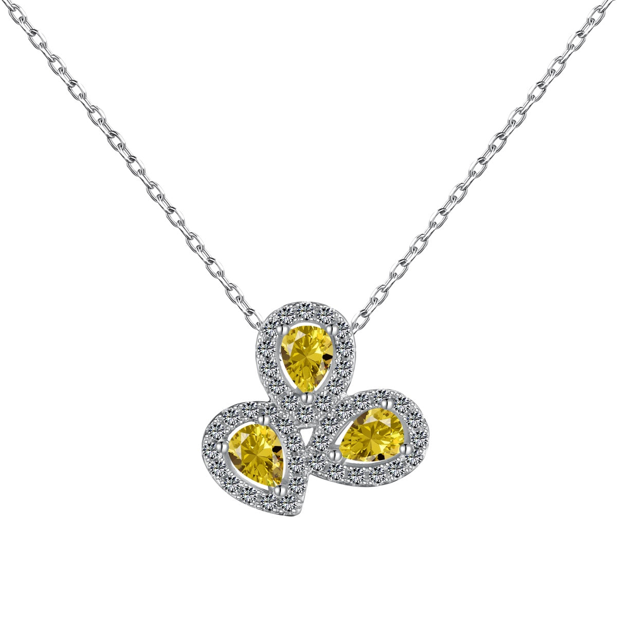 [Perla Lux]Elegant Flower Shape Pear Cut Necklace
