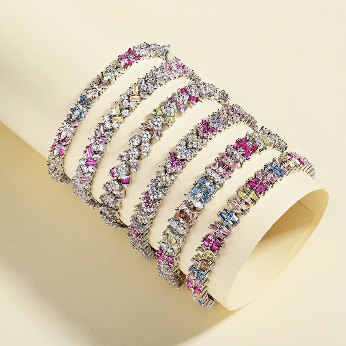 [Perla Lux]Delicate Colorful Multi Cut Party Bracelet