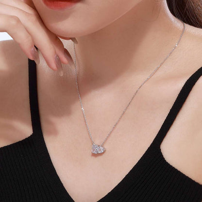 [Perla Lux]Dazzling Square & Heart Shape Necklace