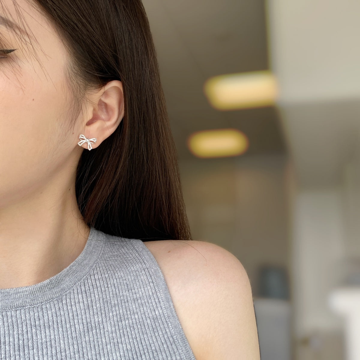 [Perla Lux]Dainty Bow Shape Earrings