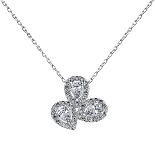 [Perla Lux]Elegant Flower Shape Pear Cut Necklace