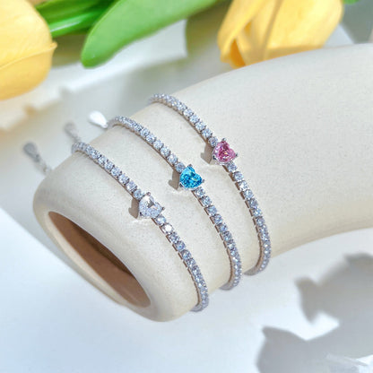 [Perla Lux]0.5 Carat Elegant Romantic Heart Shape Lover Bracelet