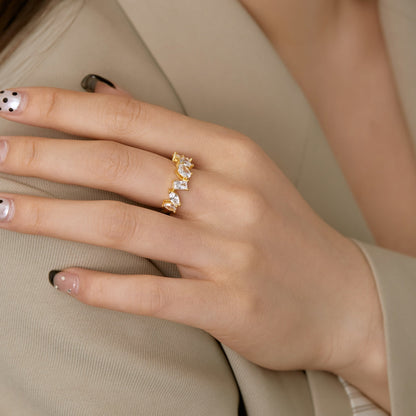 [Perla Lux]Delicate Multi Cut Ring