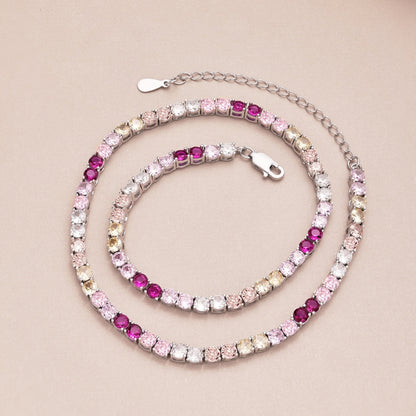 [Perla Lux]Delicate Colorful Tennis Necklace