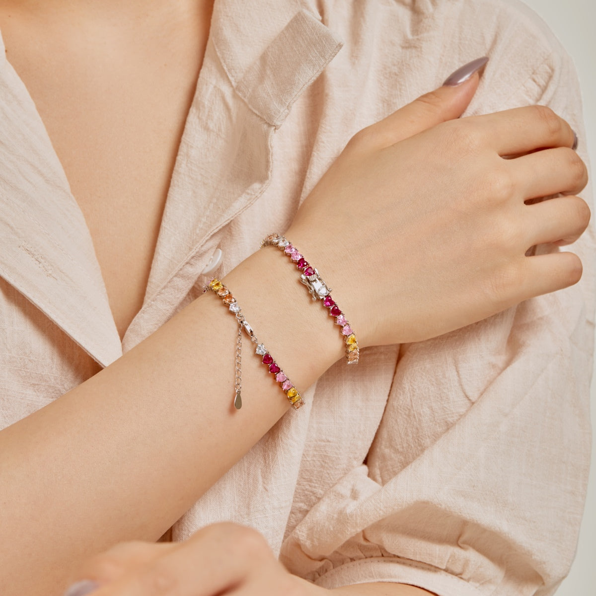 [Perla Lux]Luxurious Colorful Romantic Heart Shape Lover Bracelet