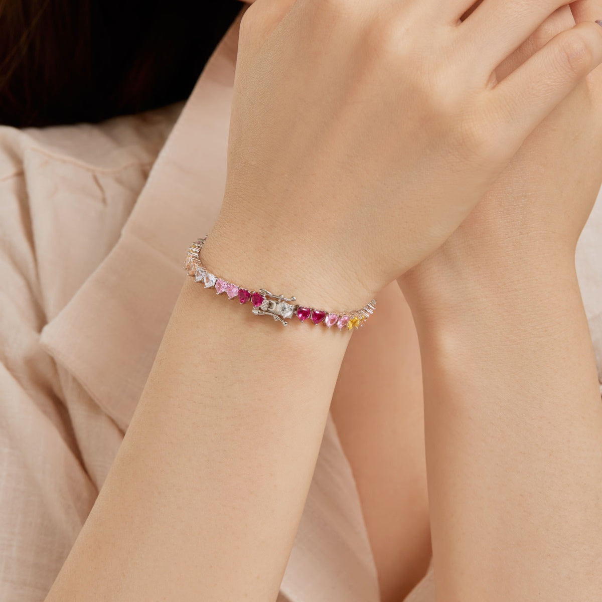 [Perla Lux]Luxurious Colorful Romantic Heart Shape Lover Bracelet