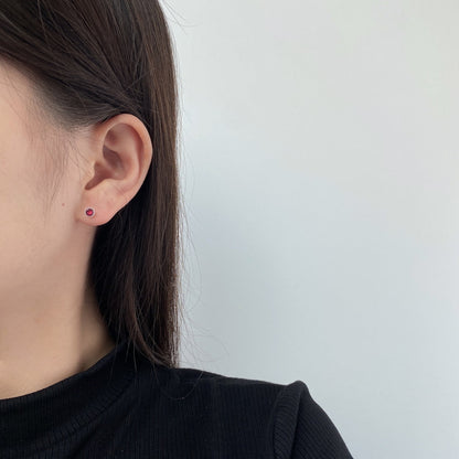 [Perla Lux]Sparkling Colorful Round Shape Earrings