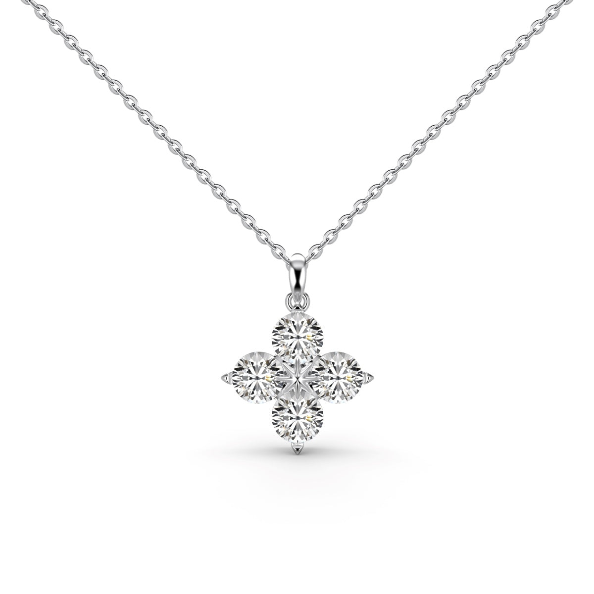 [Perla Lux]Four-Leaf Clover And Eight-Pointed Star Necklace