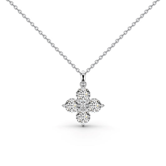 [Perla Lux]Four-Leaf Clover And Eight-Pointed Star Necklace