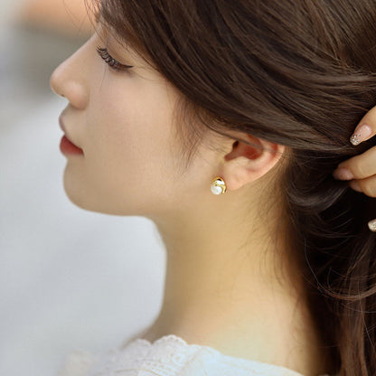 [Perla Lux]Dainty Bread Pearl Earrings