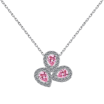 [Perla Lux]Elegant Flower Shape Pear Cut Necklace