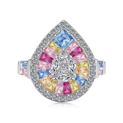 [Perla Lux]Elegant Colorful Water Drop Shape Banquet Ring