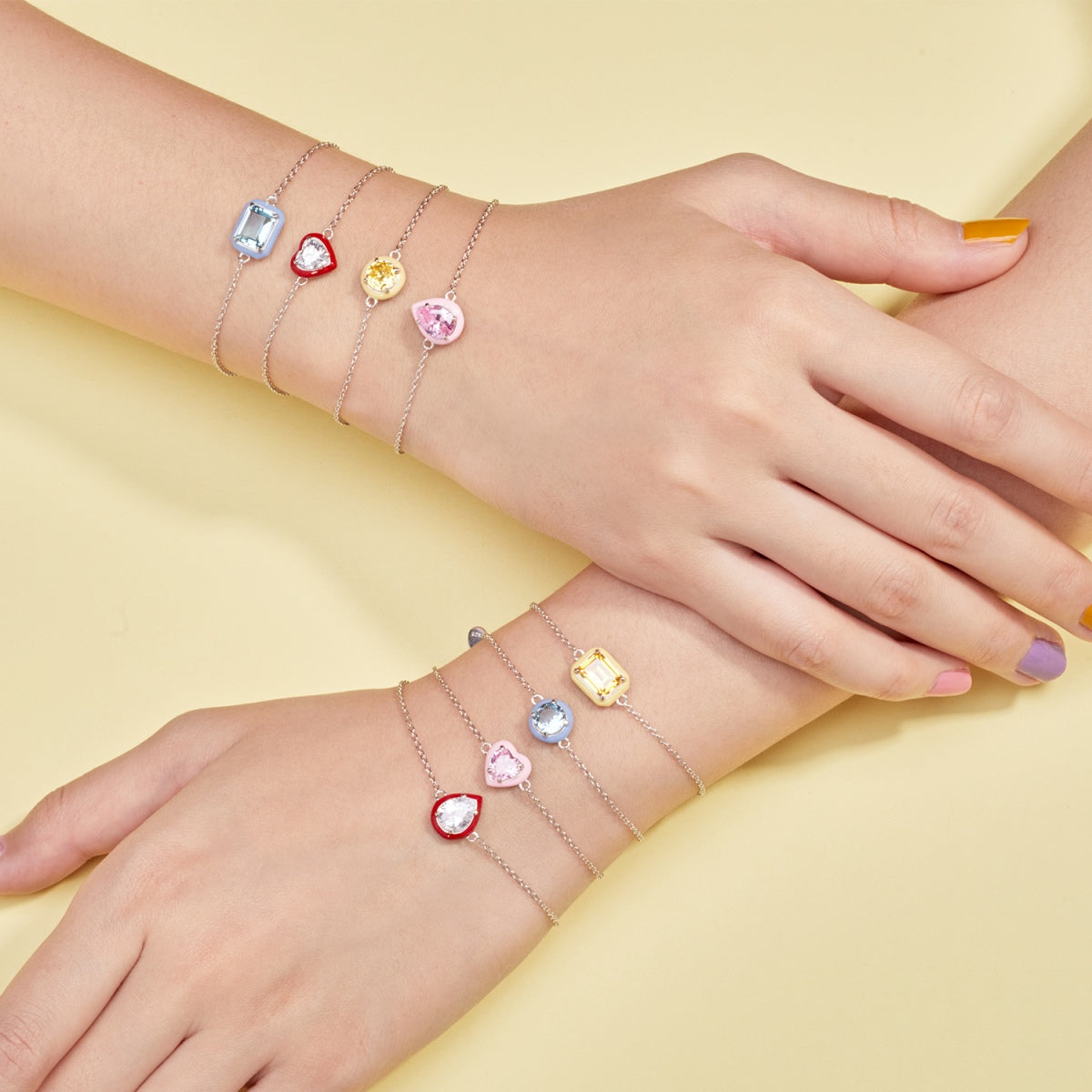 [Perla Lux]2.0 Carat Sparkling Colorful Emerald Cut Daily Bracelet