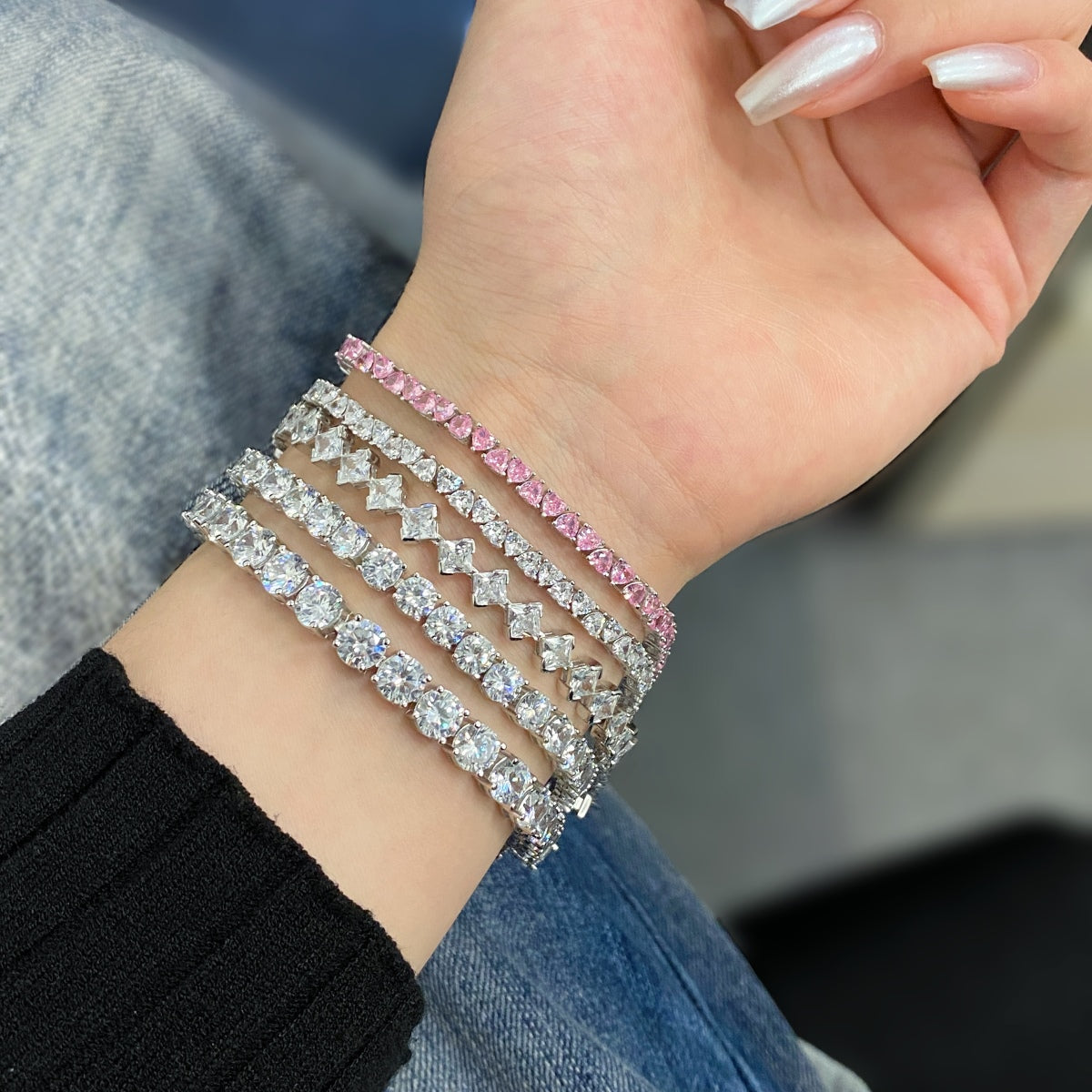 [Perla Lux]0.5 Carat Ornate Princess Cut Daily Bracelet