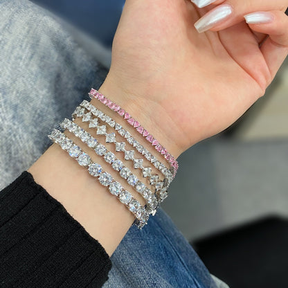 [Perla Lux]0.5 Carat Ornate Princess Cut Daily Bracelet