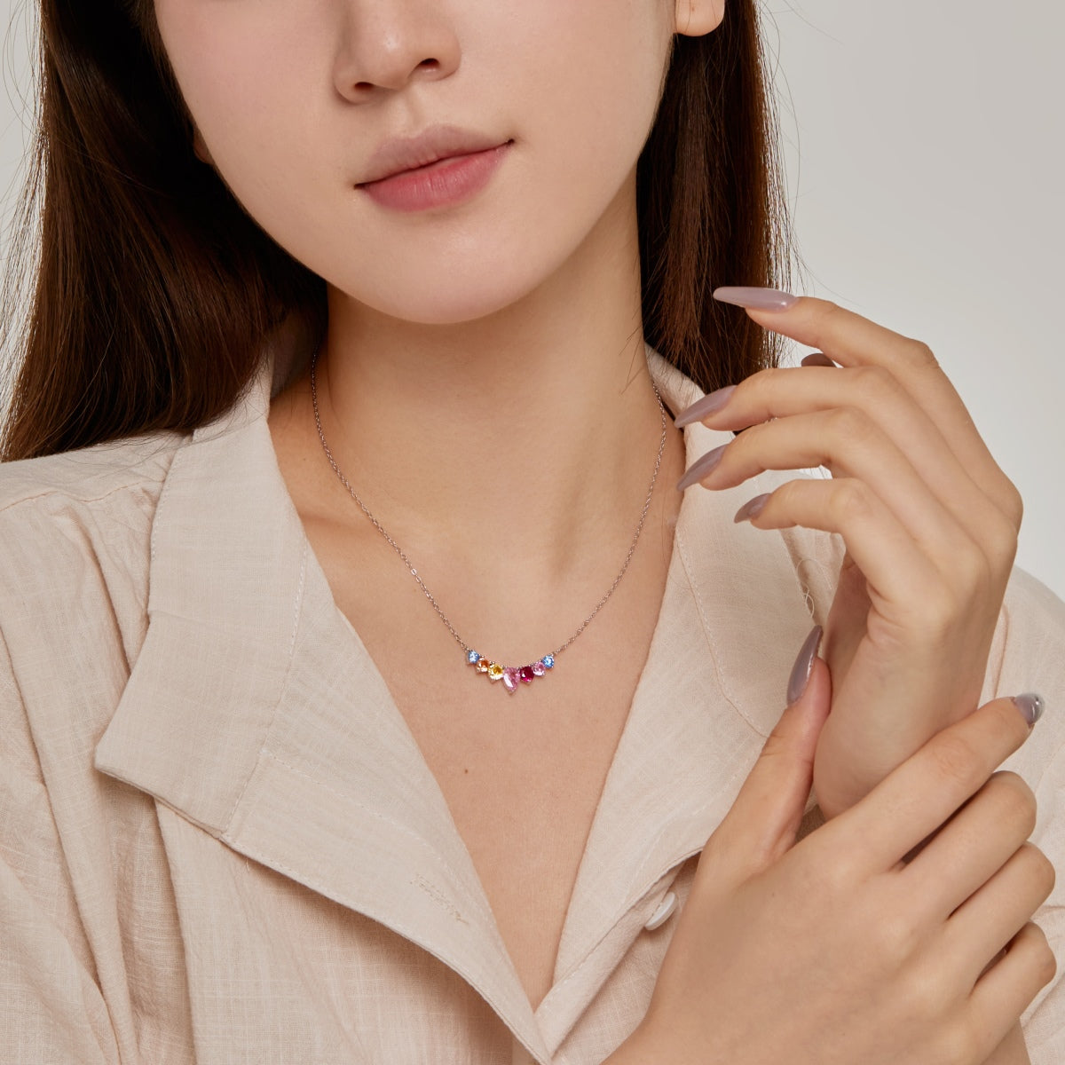 [Perla Lux]Dainty Colorful Heart Necklace