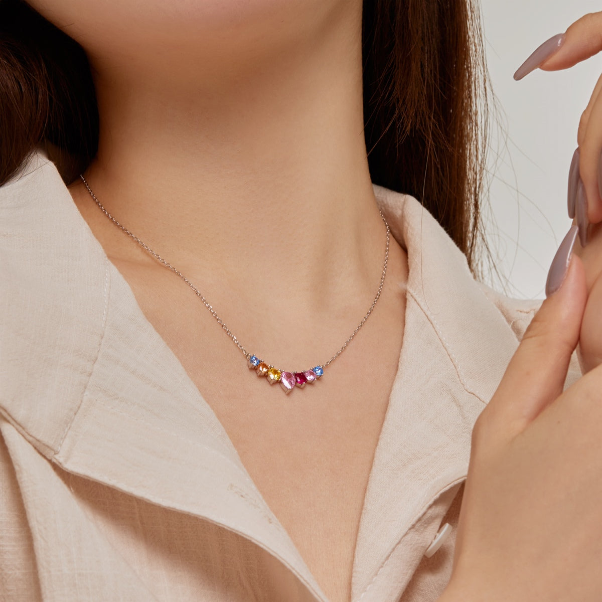 [Perla Lux]Dainty Colorful Heart Necklace