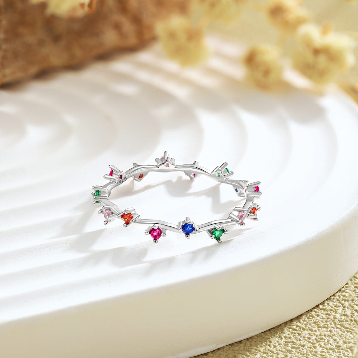 [Perla Lux]Radiant Colorful Round Cut Daily Ring