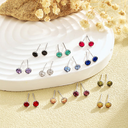 [Perla Lux]Sparkling Colorful Round Shape Earrings