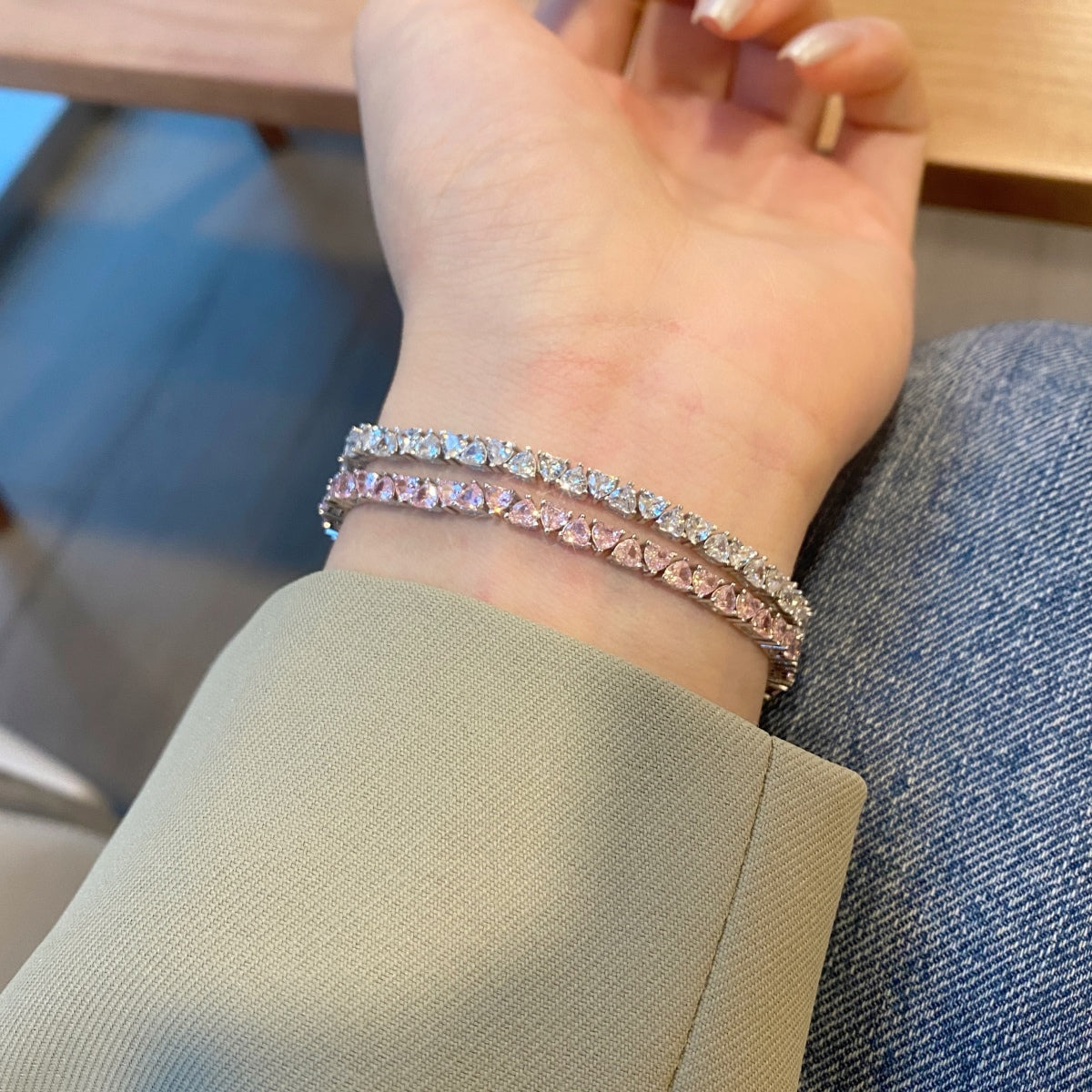 [Perla Lux]Dazzling Romantic Heart Shape Lover Bracelet