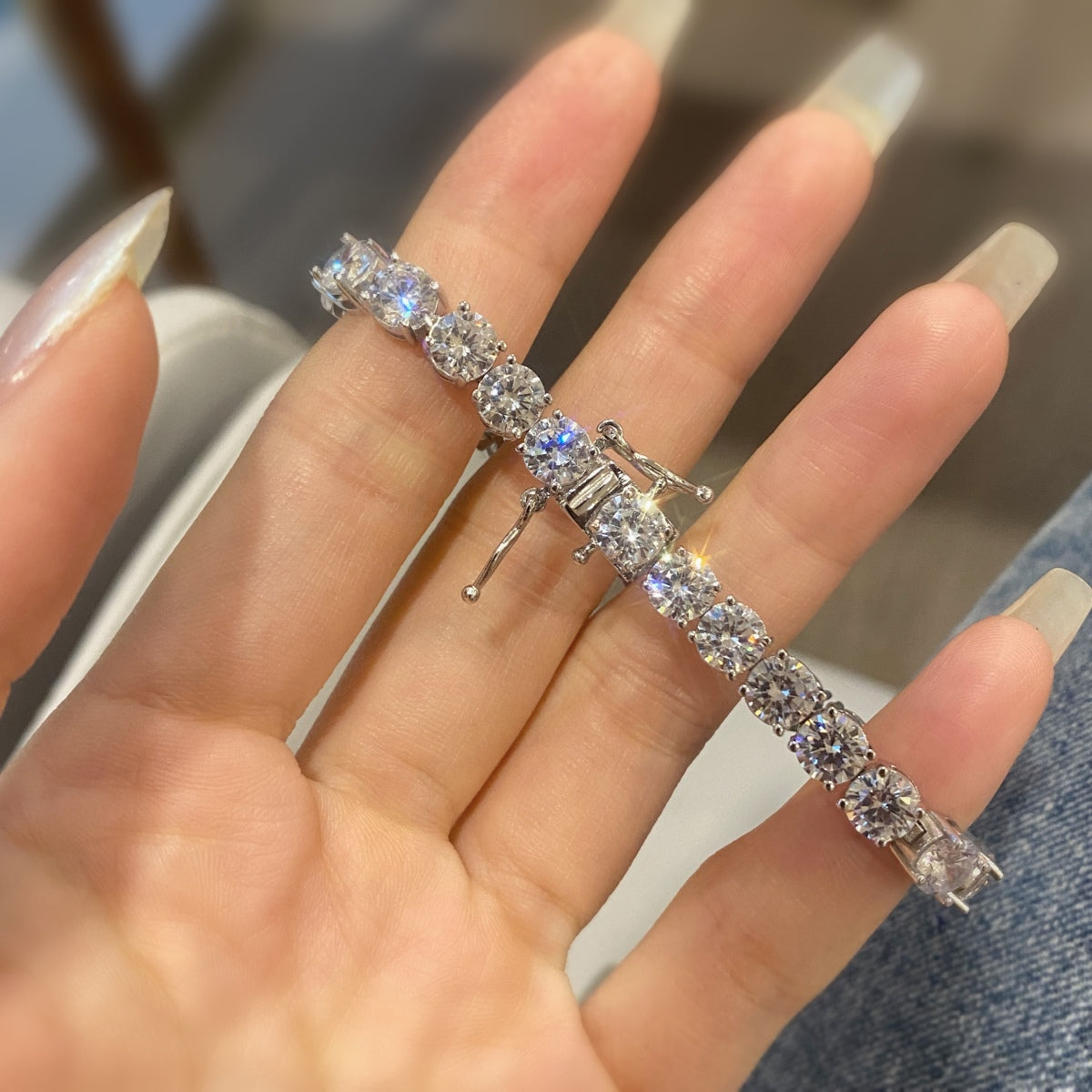 [Perla Lux]0.75 Carat Dazzling Round Cut Wedding Bracelet