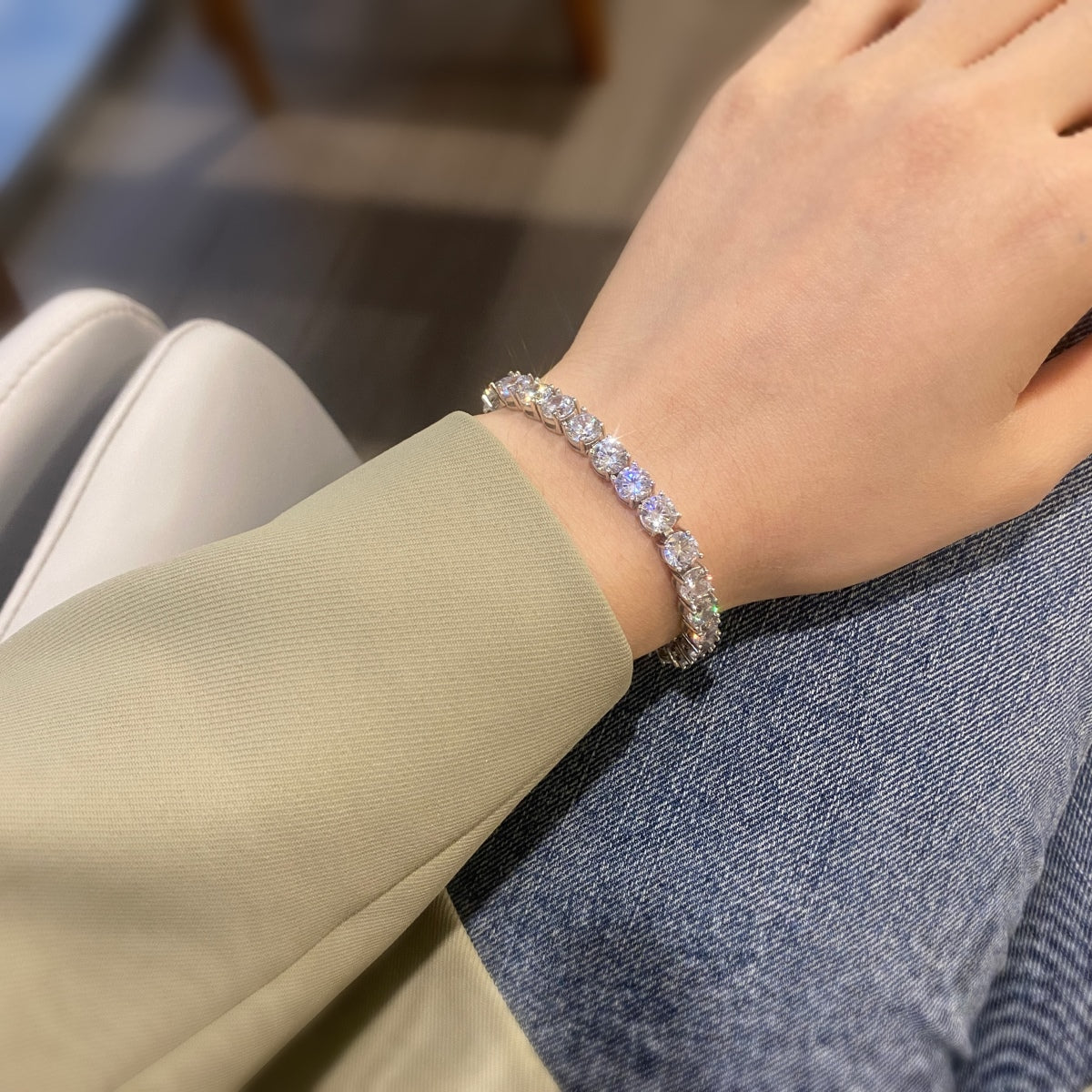 [Perla Lux]0.75 Carat Dazzling Round Cut Wedding Bracelet