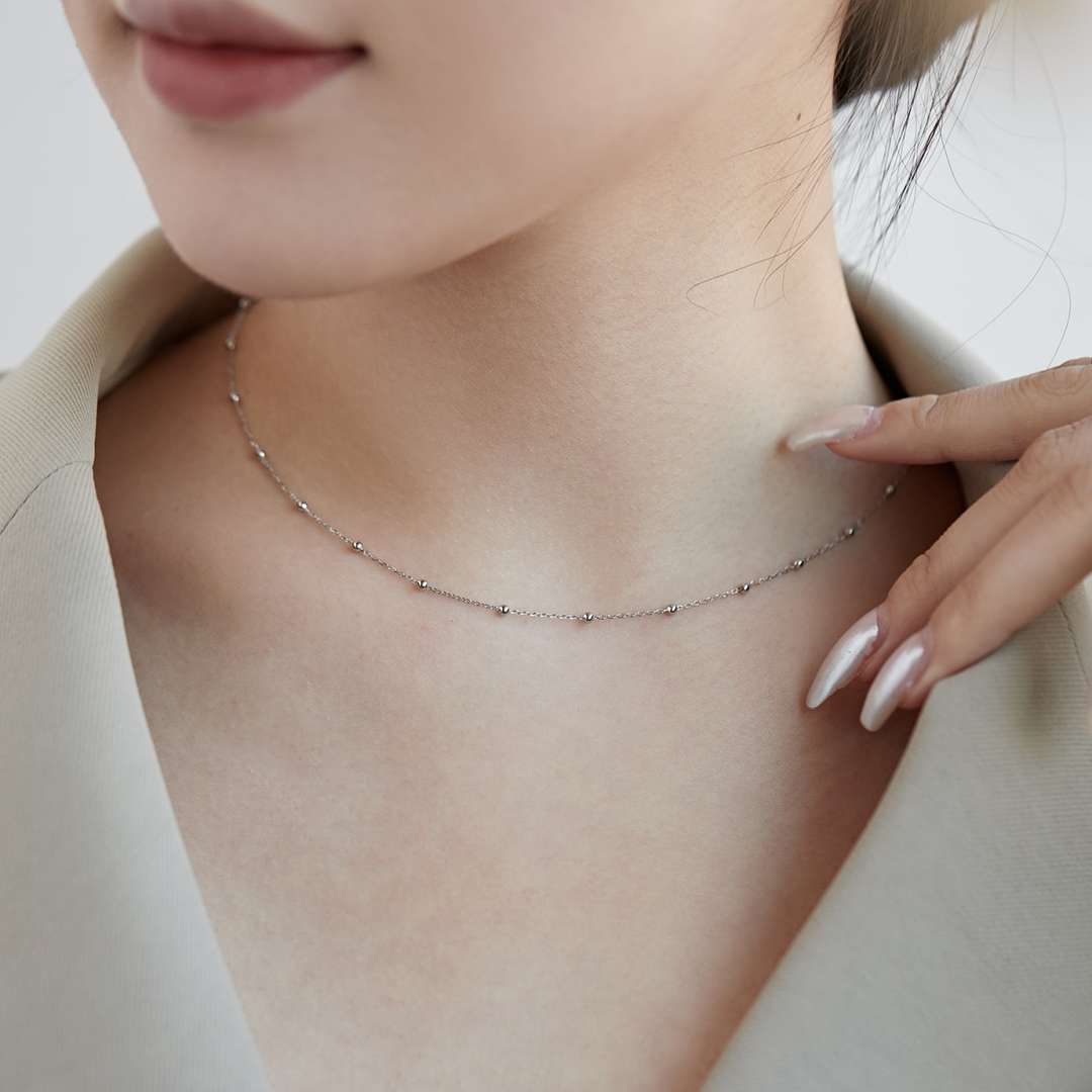 [Perla Lux]Small Bead Clavicle Chain Simple Necklace
