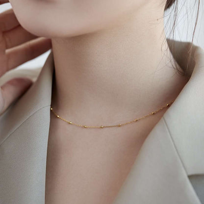 [Perla Lux]Small Bead Clavicle Chain Simple Necklace