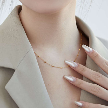 [Perla Lux]Small Bead Clavicle Chain Simple Necklace