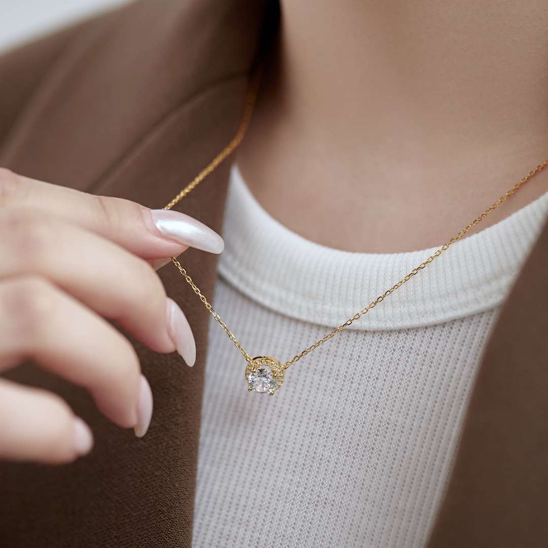 [Perla Lux]Luxurious Round Cut Necklace