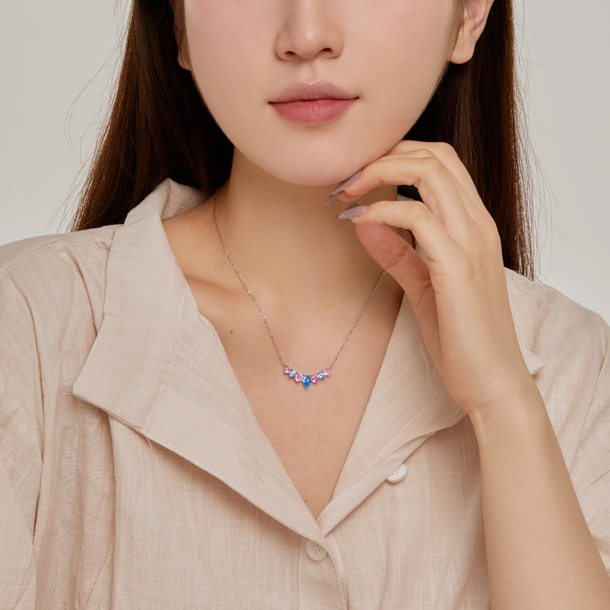 [Perla Lux]Dainty Colorful Heart Necklace